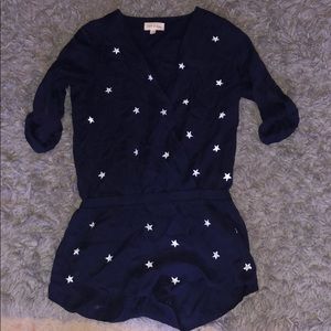 Navy blue romper with white stars